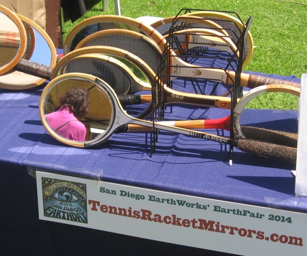 Crafts at EarthFair include tennis racket mirrors.