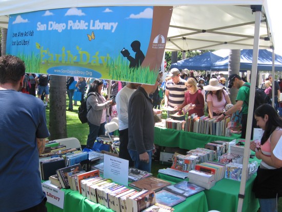 San Diego Public Library's booth with many interesting books.