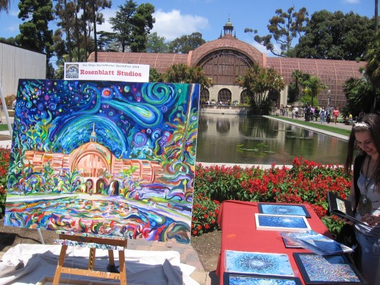Huge canvas interprets the reflecting pool with vivid colors.