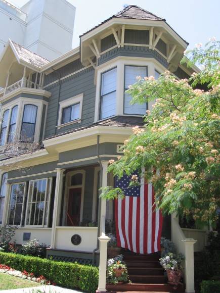 Flag appears instead of bunting on Memorial Day.