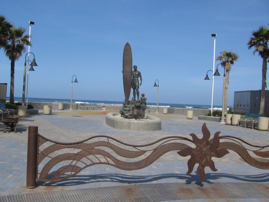 Spirit of Imperial Beach sculpture is north of the pier.