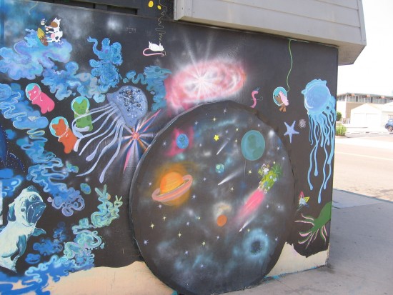 Cosmic ocean imagery in an Imperial Beach mural.