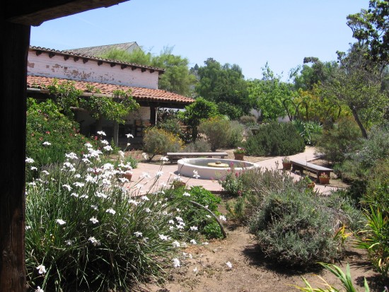 Trees and flowers in the beautiful courtyard.