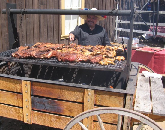 This barbeque smelled really good to the passing crowd.