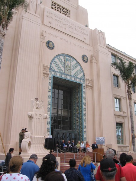 Ceremony in front of County Administration Building.
