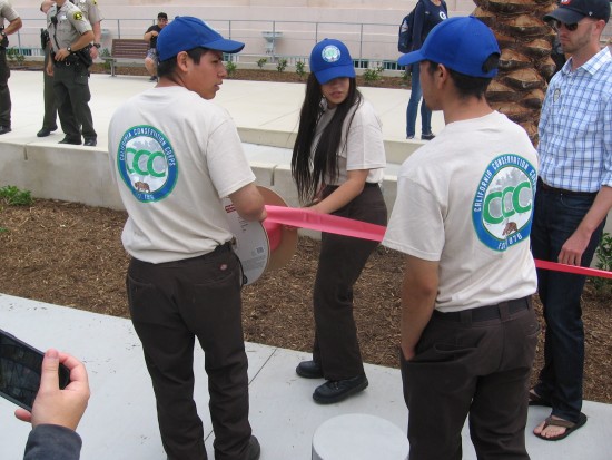 Unrolling the 1600 foot long ribbon!