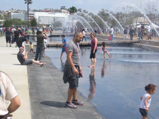 The fountains are turned on and wet fun begins!