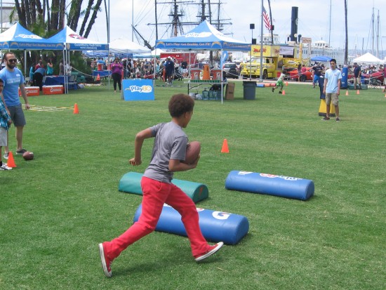 Kid carries footfall through Play60 obstacle course.