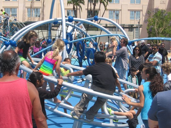 Kids have loads of fun on the big playground.