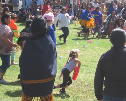 Making a dash for Mother's Day goodies on grass.
