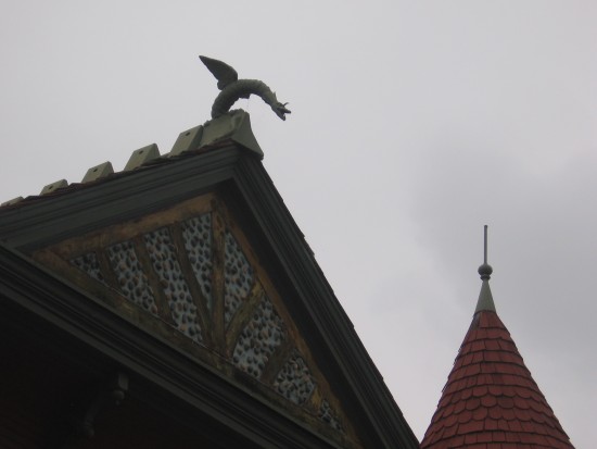 Another gargoyle perches on the roof!