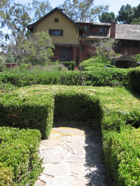 Looking from hedge pathway toward Marston House.