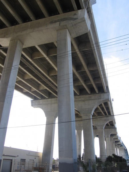 Looking up beneath the Coronado Bay Bridge.