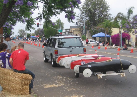 Gravity cars are towed back up to the start line!