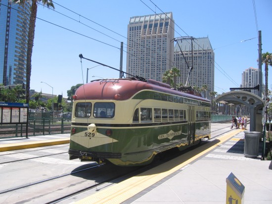 Silver Line trolley near the Convention Center.