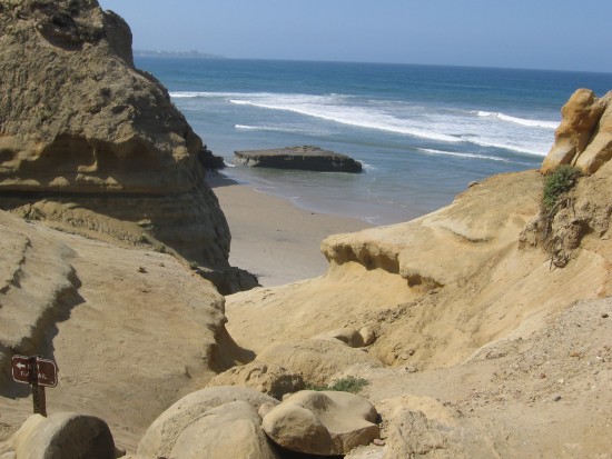 Flat Rock can be seen on Torrey Pines State Beach.