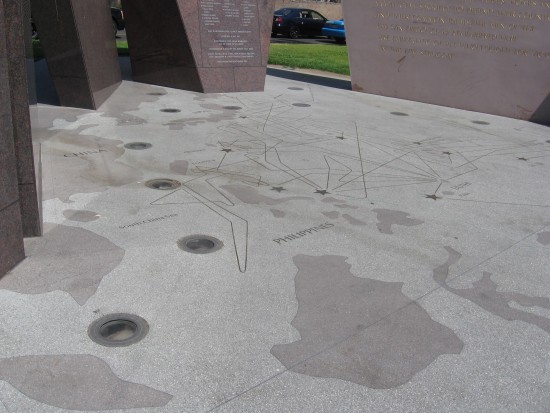 Terrazzo map shows movements of the ship during the war.