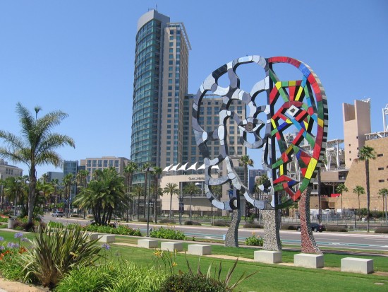 Coming Together sculpture stands along Harbor Drive.
