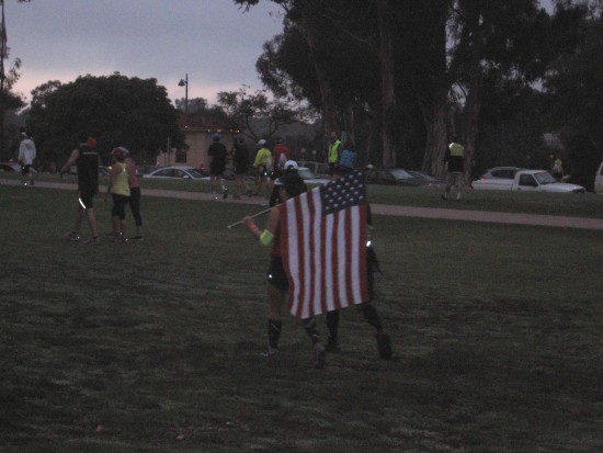 People arrive at dawn to participate in Rock 'n Roll Marathon.