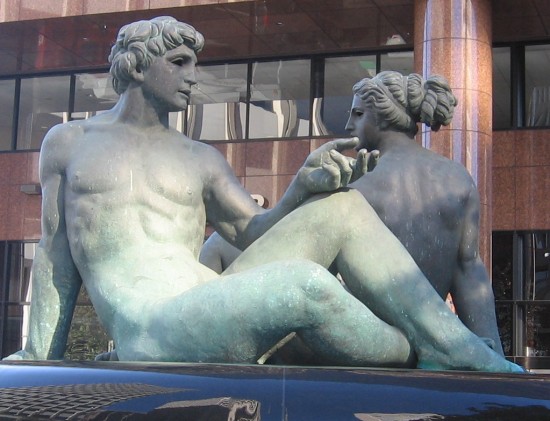 Bronze nudes of Sergio Benvenuti's Fountain of Two Oceans.