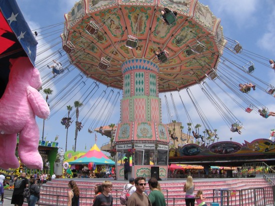 Colorful whirling Wave Swinger in the Fun Zone !