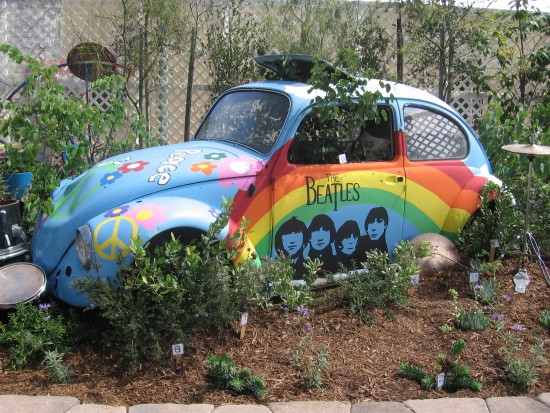 Psychedelic VW Beetle at the outside Garden Show.