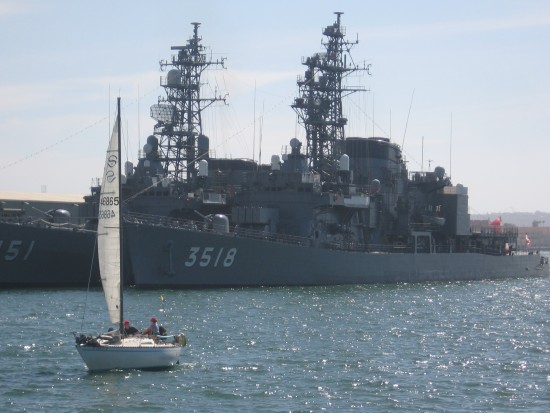 Japanese warships docked at the Cruise Ship Terminal.