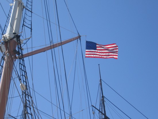 Flag in the sea breeze above Star of India.