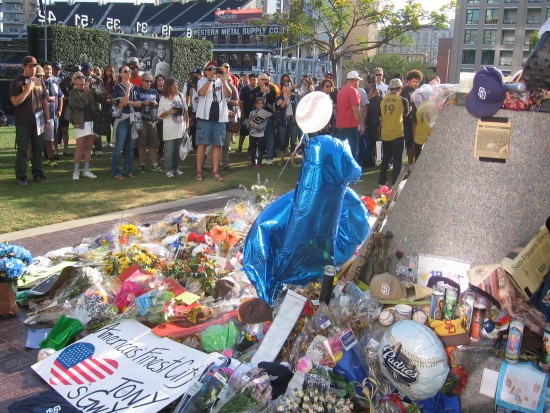 Flowers, messages and memorabilia from loving fans.