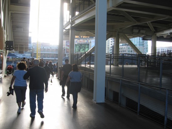 Padres fans enter the stands before Tony Gwynn memorial begins.