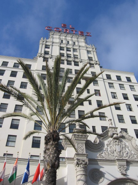 Looking up at the stately old building.