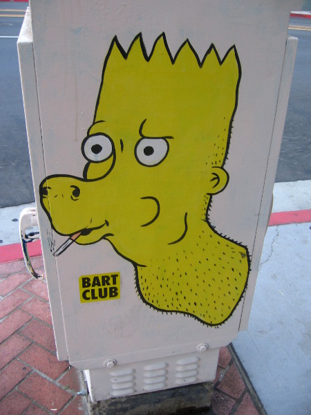 Another odd Bart Simpson on utility box.