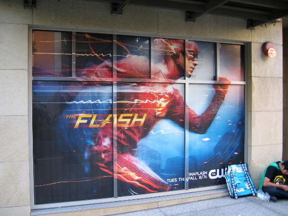 Flash sign is a window wrap near Petco Park.