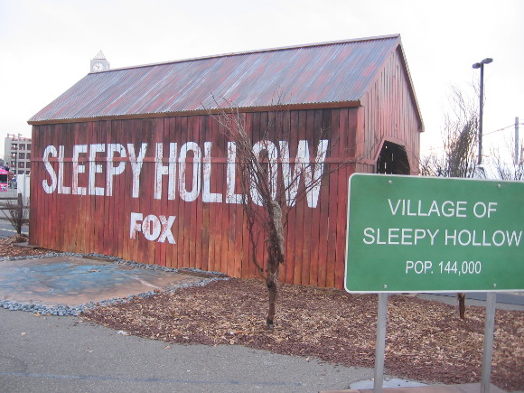 Sleepy Hollow covered bridge recreated in Petco Park parking lot.