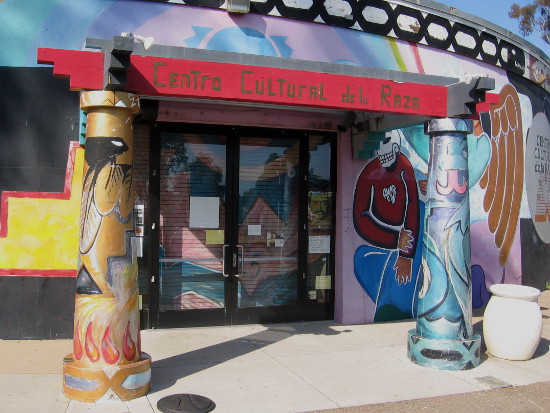 Front entrance of Centro Cultural de la Raza in Balboa Park.