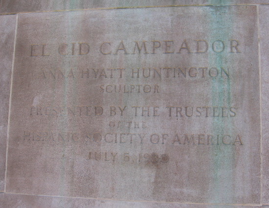 El Cid Campeador, presented by the Hispanic Society of America in 1930.