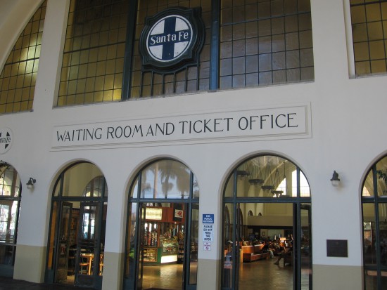 Approaching the front of Union Station in San Diego.