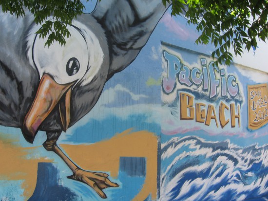 Pacific Beach public art features a large seagull.