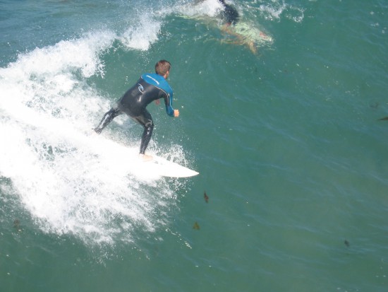 This surfer caught a good ride on a nice wave.