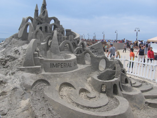 Featured sand sculpture built by Kirk Rademaker of Sand Masters.