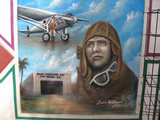 Image of Charles Lindbergh and Spirit of St. Louis.