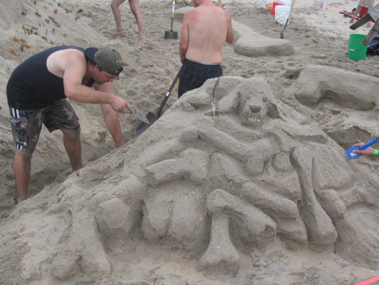 One unique sand sculpture was all about dogs.