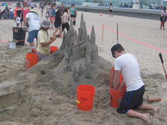 A castle with tall spires in the Imperial Beach competition.