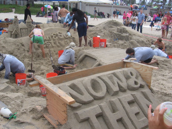 Now and Then is the theme of this sculpture.