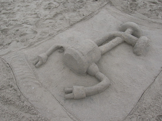 Robot appears to be doing some sun bathing!