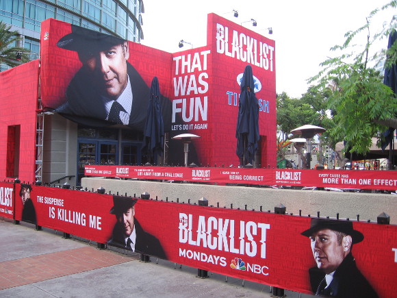 The Tin Fish restaurant completely covered with Blacklist graphics!