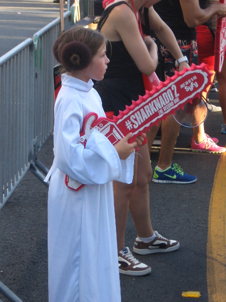 Young Leia has Sharknado 2 chainsaw.