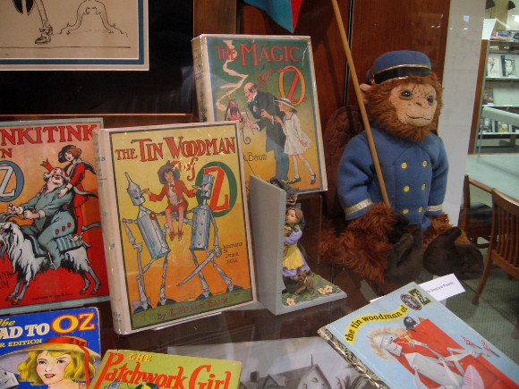 Oz books and cool stuff in an exhibit at the Coronado Public Library.