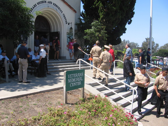 On steps of Veterans Museum and Memorial Center in Balboa Park.