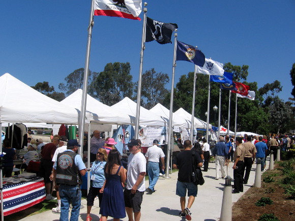 Tents line walkway where Spirit of 1945 event took place today.